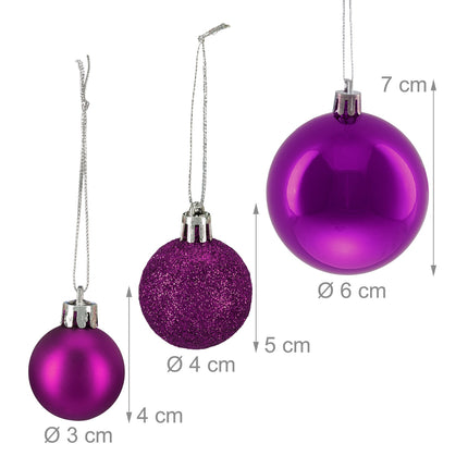 Weihnachtsbaumkugeln Set, 138-teilig – Matt, glänzend, glitzernd