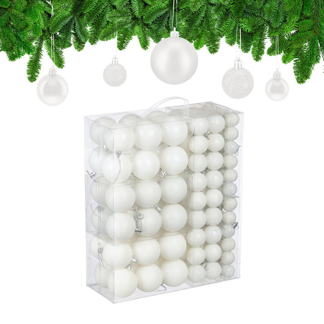 Ensemble de boules de Noël, 138 pièces - Mat, brillant, pailleté