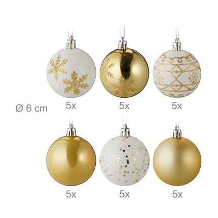 Ensemble de boules de Noël - 30 pièces, 6 modèles