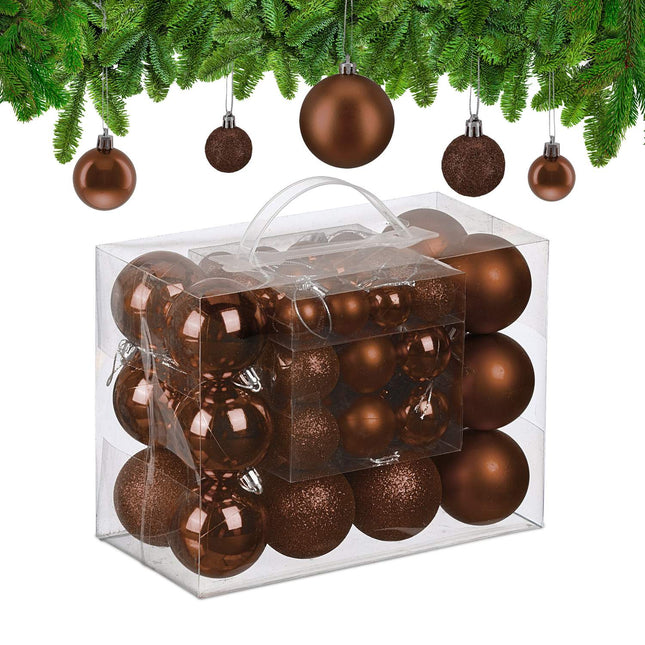 Lot de 50 boules de Noël - Mat, brillant, pailleté