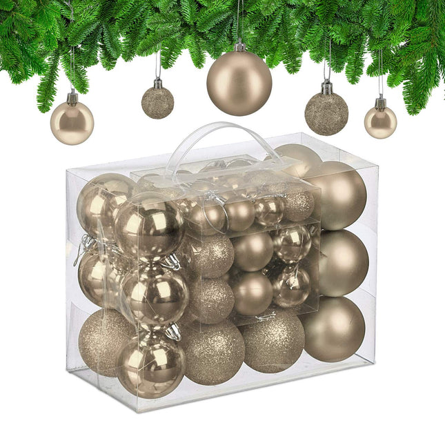 Weihnachtsbaumkugel-Set, 50 Stück, matt/glänzend/glitzernd