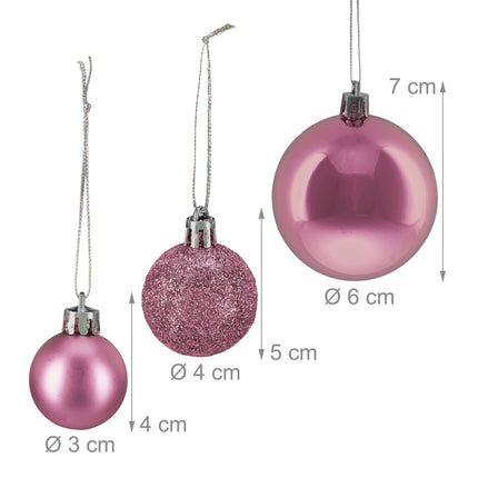 Christbaumkugeln-Set, 50 Stück, Kunststoffornamente
