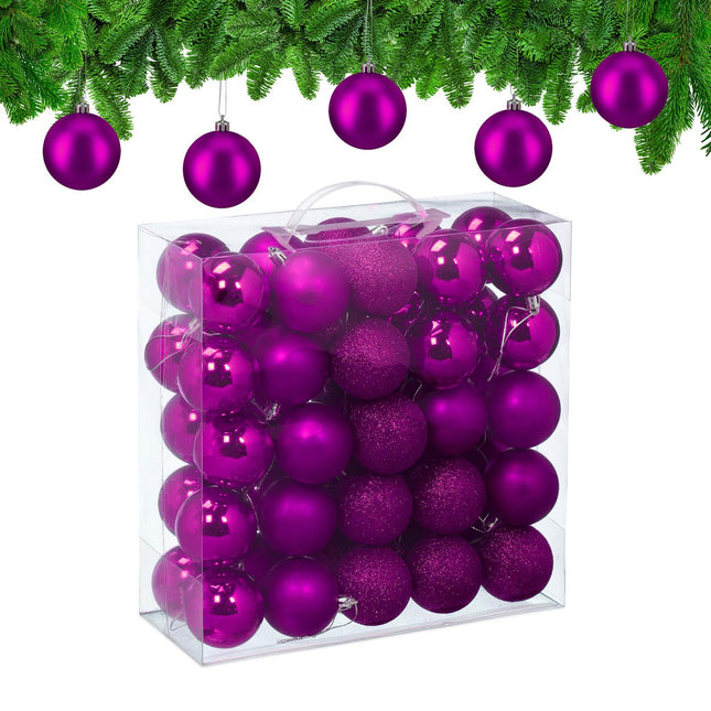 Ensemble de boules de Noël, 50 pièces, mat/pailleté/brillant
