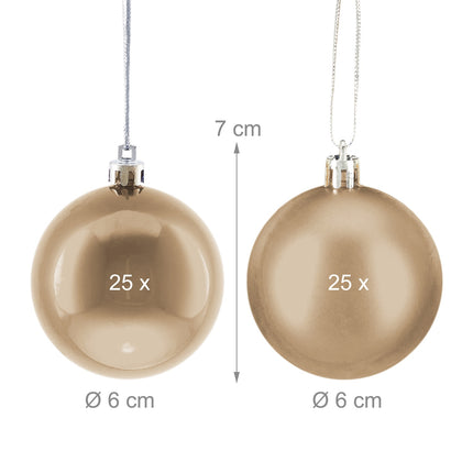 Weihnachtsbaumkugeln-Set, 50-teilig, matt & glänzend