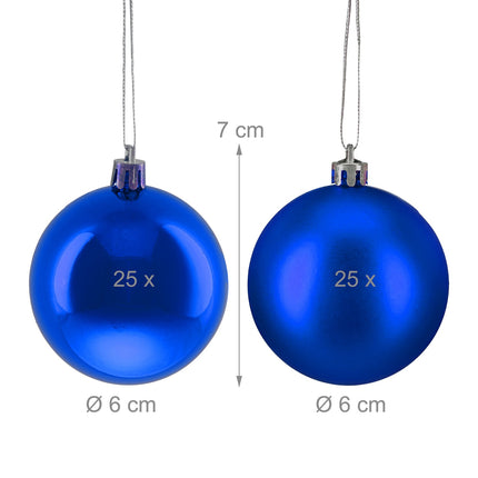 Weihnachtsbaumkugeln Set, 50 Stück, matt & glänzend