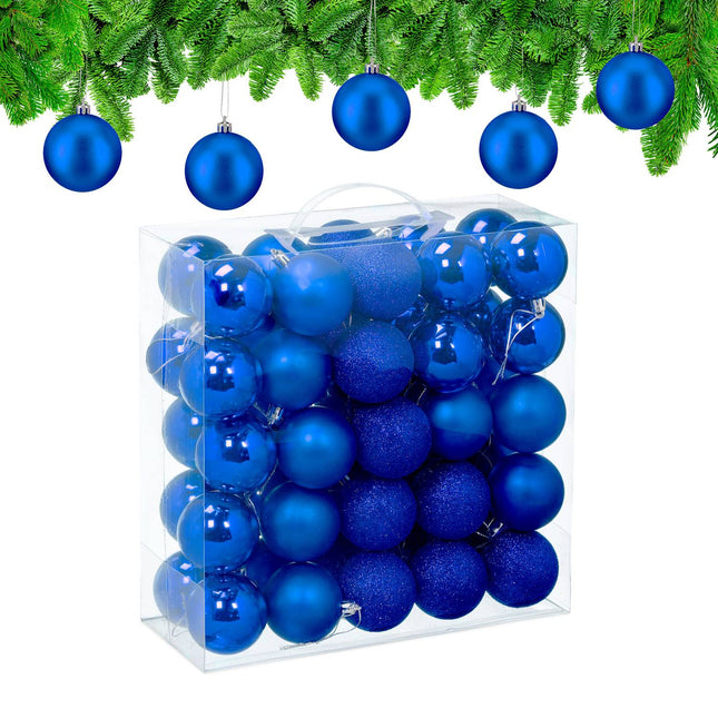 Weihnachtsbaumkugeln Set, 50 Stück, Matt/Glänzend/Glitzer