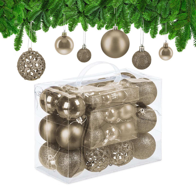 Ensemble de boules de Noël, 50 pièces, finitions variées