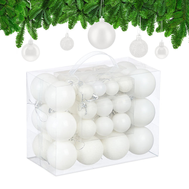 Ensemble de boules de Noël en plastique, 50 pièces