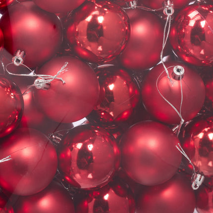 Christbaumkugeln Set, 50 Stück mit Bändern
