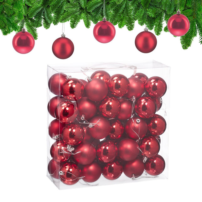 Christbaumkugeln Set, 50 Stück mit Bändern
