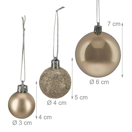 Weihnachtsbaumkugeln Set, 76-teilig – Matt, Glänzend, Glitzer