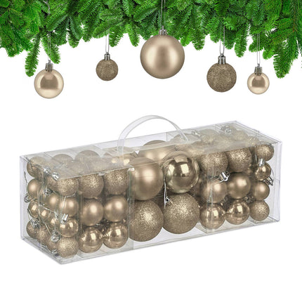 Weihnachtsbaumkugeln Set, 76-teilig – Matt, Glänzend, Glitzer