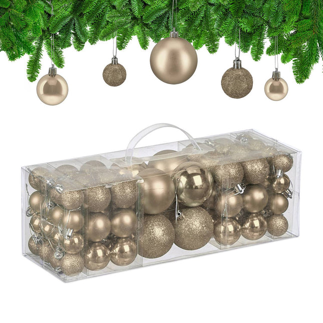Weihnachtsbaumkugeln Set, 76-teilig – Matt, Glänzend, Glitzer