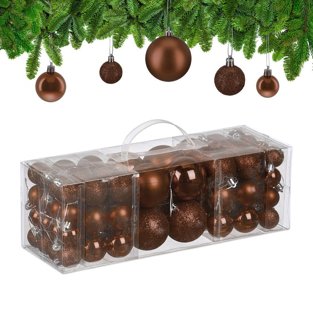 Ensemble de boules de Noël, 76 pièces - Mat, brillant, pailleté