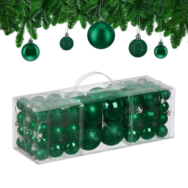 Ensemble de boules de Noël, 76 pièces - Mat, brillant, pailleté