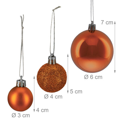 Christbaumkugel-Set, 76-teilig – Matt, glänzend, glitzernd