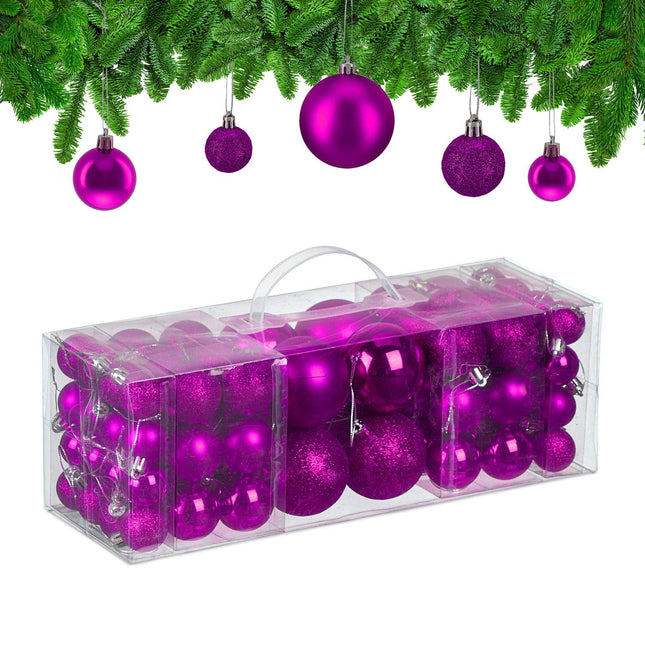 Ensemble de boules de Noël en plastique, 76 pièces