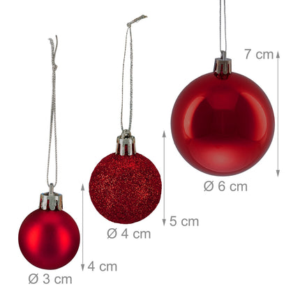 Ensemble de boules de Noël en plastique, 76 pièces