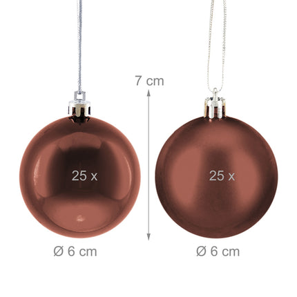 Weihnachtskugeln Set, Matt & Glänzend, 50 Stück