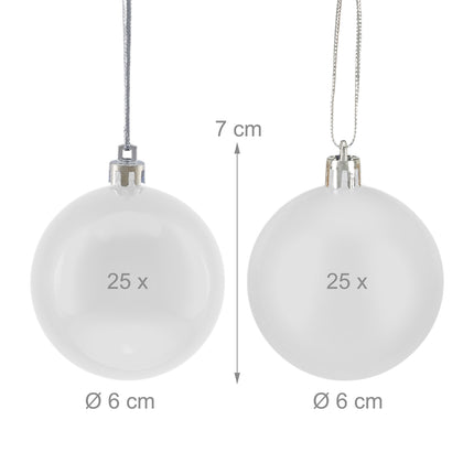 Ensemble de boules de Noël, finition mate et brillante, paquet de 50