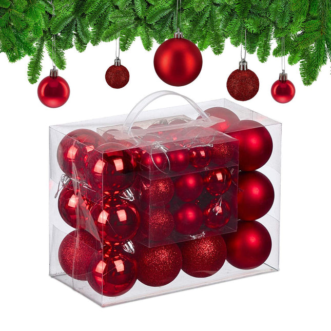 Ensemble de boules de Noël, finition mate/brillante/pailletée