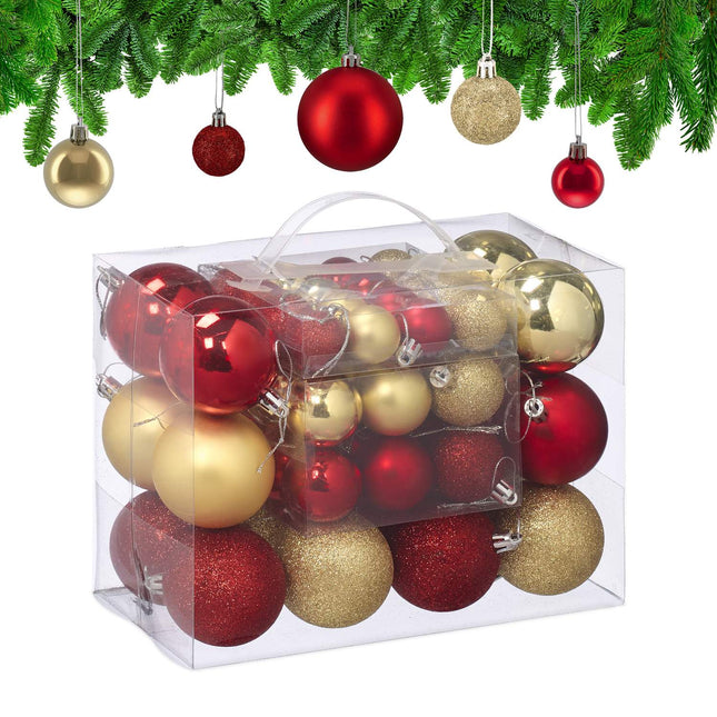 Christbaumkugeln Set, Rot & Gold, Verschiedene Größen