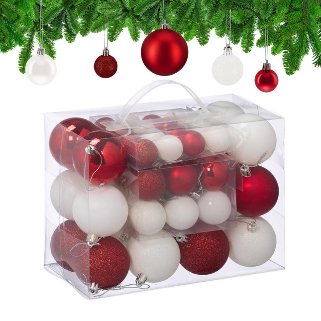 Weihnachtsbaumkugel-Set, rot & weiß, verschiedene Ausführungen