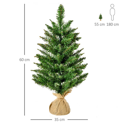 Kleiner künstlicher 60 cm Weihnachtsbaum für den Tisch, Leinenfuß