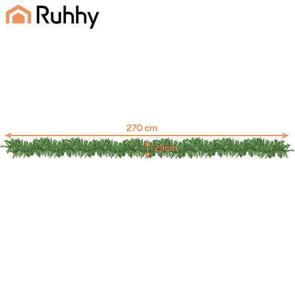 Guirlande de sapin de Noël, 2,7 m de long, 29 cm d'épaisseur