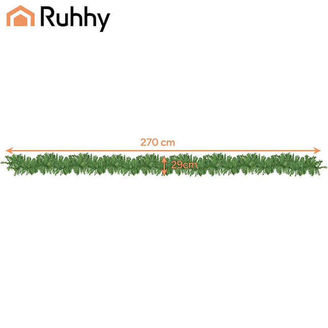 Guirlande de sapin de Noël, 2,7 m de long, 29 cm d'épaisseur