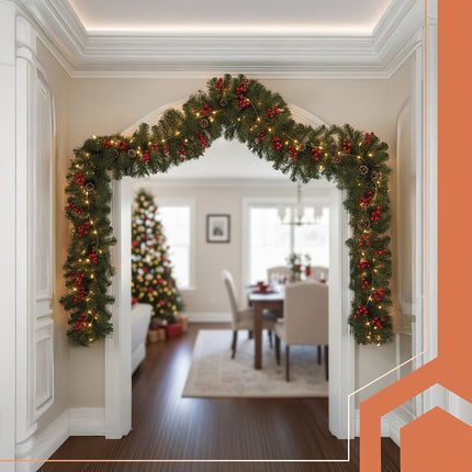 Guirlande de sapin de Noël, 2,7 m de long, 29 cm d'épaisseur