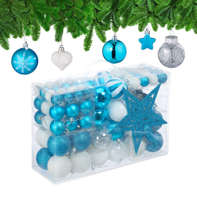 Ensemble de décorations pour sapin de Noël, 101 boules en plastique
