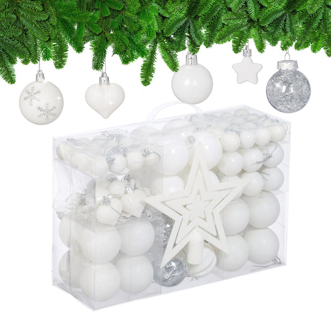 Ensemble de décorations pour sapin de Noël, 101 boules en plastique