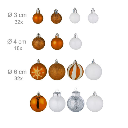 Ensemble de décorations pour sapin de Noël, 101 boules en plastique
