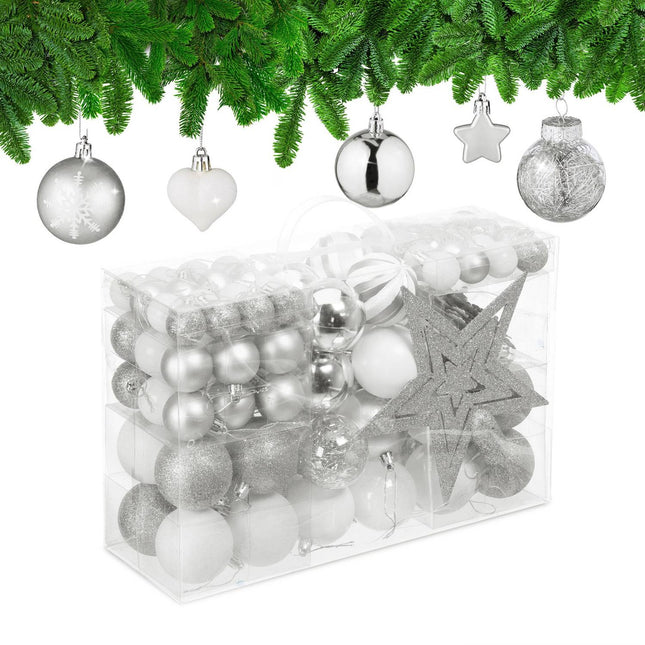 Ensemble de décorations pour sapin de Noël, 101 boules en plastique