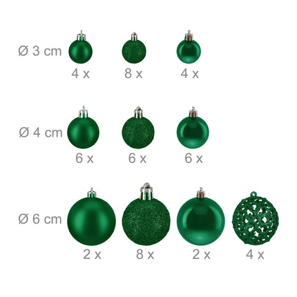 Ensemble de 50 boules de Noël, finitions variées