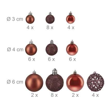 Weihnachtsbaumschmuck-Set, 50 Kugeln, verschiedene Ausführungen