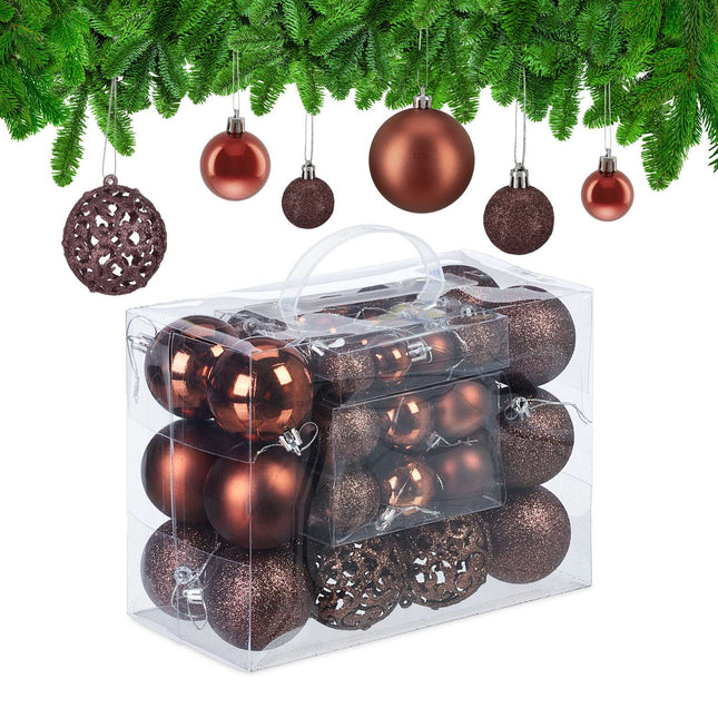 Ensemble de 50 boules de Noël, finitions variées