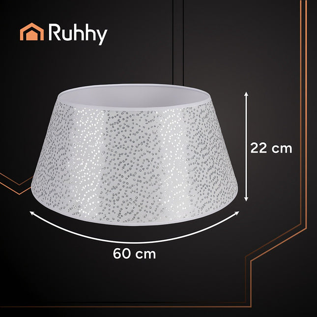 Housse pour pied de sapin de Noël, 60 cm, blanche à paillettes argentées