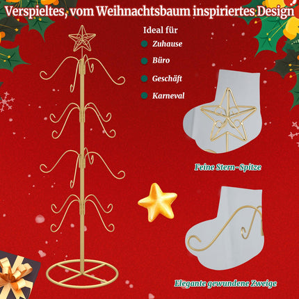 Weihnachtsbaum-Strumpfhalter mit 16 Haken, goldfarbenes Metall