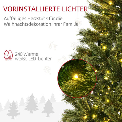 Künstlicher Weihnachtsbaum 180cm, 586 Spitzen, 240 LED Lichter
