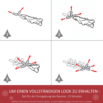 Weißer Weihnachtsbaum mit Ständer, 390 Spitzen, 180 cm