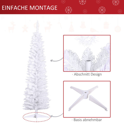 Weißer Weihnachtsbaum mit Ständer, 390 Spitzen, 180 cm