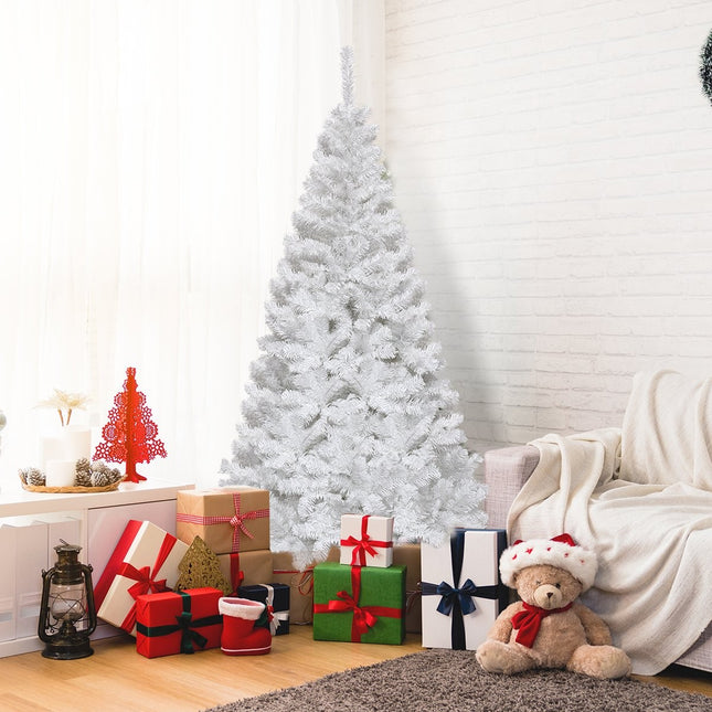 Sapin de Noël artificiel avec support en métal 150-240 cm Blanc-150 cm