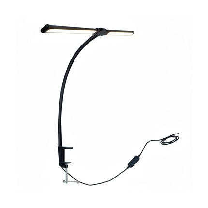 Lampe de bureau LED à pince, 61 cm, double tête, USB, intensité variable