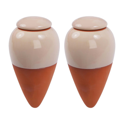 Cônes d'arrosage en argile avec couvercles, 350 ml, lot de 2 - Beige