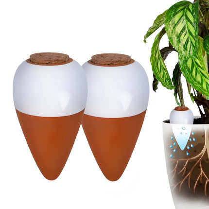 Cônes d'arrosage en terre cuite avec couvercles, 350 ml, lot de 2, blancs
