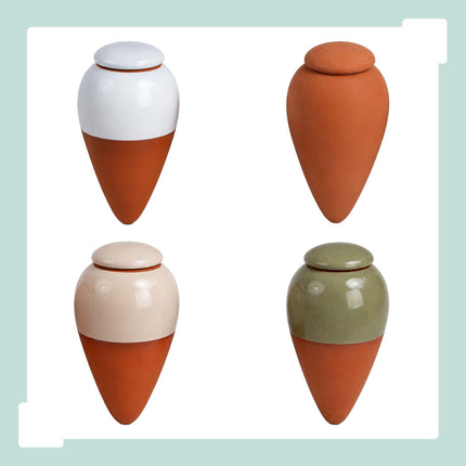 Gießtöpfe aus Ton mit Deckel, 350 ml, Weiß, 2er-Set