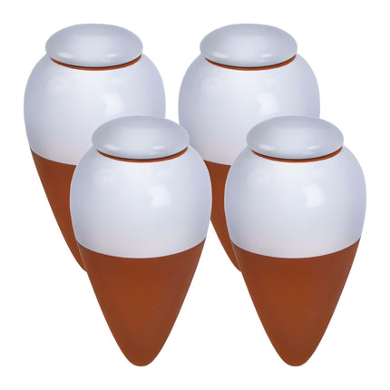 Gießtöpfe aus Ton mit Deckel, 350 ml, Weiß, 4er-Set