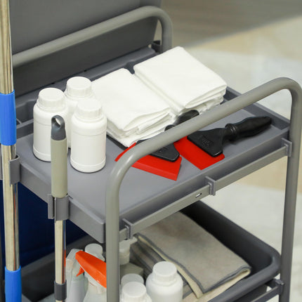 Reinigungswagen mit Mopp-Presse, 3-stöckig, 2x18L Eimer
